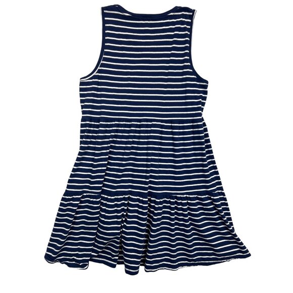 J.Crew‎ Dress Womens Medium Navy Blue White Striped Sleeveless Tiered Cotton - Picture 2 of 7